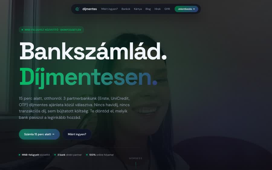 Díjmentes Pénzügyek — nyitóképernyő